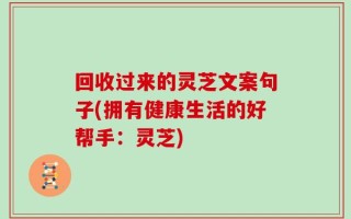 回收过来的灵芝文案句子(拥有健康生活的好帮手：灵芝)