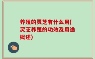 养殖的灵芝有什么用(灵芝养殖的功效及用途概述)