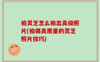 拍灵芝怎么拍出高级照片(拍摄高质量的灵芝照片技巧)