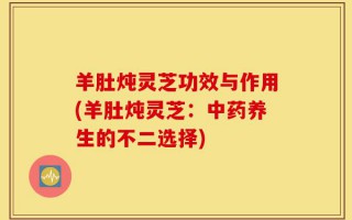 羊肚炖灵芝功效与作用(羊肚炖灵芝：中药养生的不二选择)