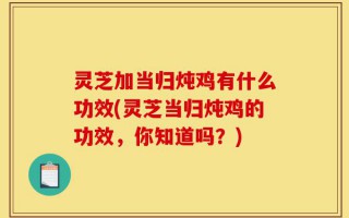 灵芝加当归炖鸡有什么功效(灵芝当归炖鸡的功效，你知道吗？)