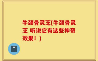 牛颈骨灵芝(牛颈骨灵芝 听说它有这些神奇效果！)