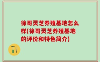 徐哥灵芝养殖基地怎么样(徐哥灵芝养殖基地的评价和特色简介)