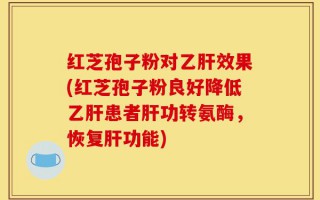红芝孢子粉对乙肝效果(红芝孢子粉良好降低乙肝患者肝功转氨酶，恢复肝功能)