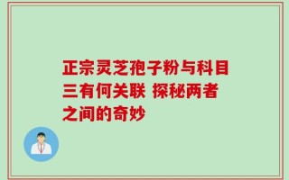 正宗灵芝孢子粉与科目三有何关联 探秘两者之间的奇妙