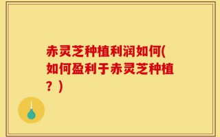 赤灵芝种植利润如何(如何盈利于赤灵芝种植？)