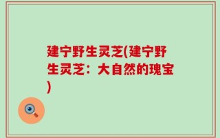 建宁野生灵芝(建宁野生灵芝：大自然的瑰宝)