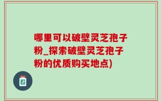 哪里可以破壁灵芝孢子粉_探索破壁灵芝孢子粉的优质购买地点)