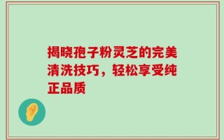 揭晓孢子粉灵芝的完美清洗技巧，轻松享受纯正品质