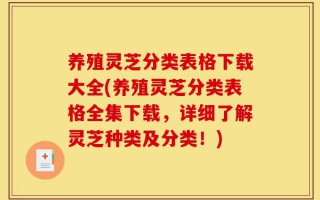养殖灵芝分类表格下载大全(养殖灵芝分类表格全集下载，详细了解灵芝种类及分类！)