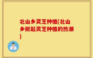 北山乡灵芝种植(北山乡掀起灵芝种植的热潮)