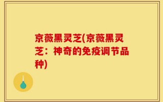 京薇黑灵芝(京薇黑灵芝：神奇的免疫调节品种)