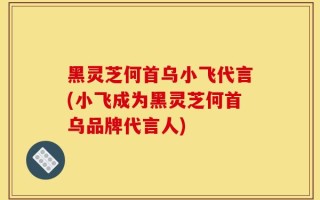 黑灵芝何首乌小飞代言(小飞成为黑灵芝何首乌品牌代言人)