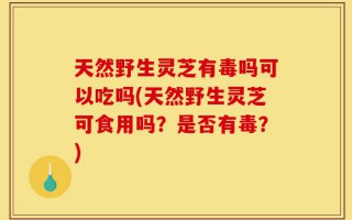 天然野生灵芝有毒吗可以吃吗(天然野生灵芝可食用吗？是否有毒？)
