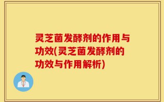 灵芝菌发酵剂的作用与功效(灵芝菌发酵剂的功效与作用解析)