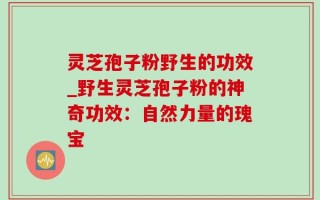 灵芝孢子粉野生的功效_野生灵芝孢子粉的神奇功效：自然力量的瑰宝