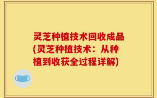 灵芝种植技术回收成品(灵芝种植技术：从种植到收获全过程详解)