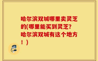 哈尔滨双城哪里卖灵芝的(哪里能买到灵芝？哈尔滨双城有这个地方！)