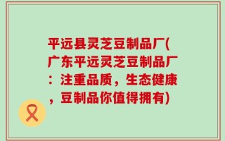 平远县灵芝豆制品厂(广东平远灵芝豆制品厂：注重品质，生态健康，豆制品你值得拥有)