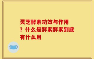 灵芝酵素功效与作用 ？什么是酵素酵素到底有什么用