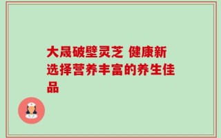 大晟破壁灵芝 健康新选择营养丰富的养生佳品
