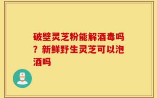 破壁灵芝粉能解酒毒吗？新鲜野生灵芝可以泡酒吗