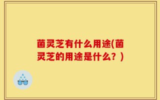 菌灵芝有什么用途(菌灵芝的用途是什么？)
