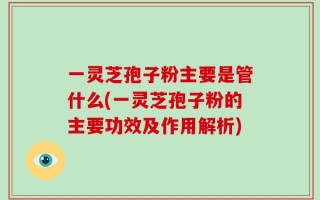 一灵芝孢子粉主要是管什么(一灵芝孢子粉的主要功效及作用解析)