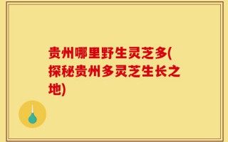 贵州哪里野生灵芝多(探秘贵州多灵芝生长之地)