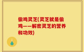 偷鸡灵芝(灵芝就是偷鸡——解密灵芝的营养和功效)