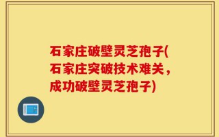 石家庄破壁灵芝孢子(石家庄突破技术难关，成功破壁灵芝孢子)