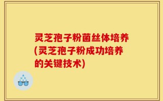 灵芝孢子粉菌丝体培养(灵芝孢子粉成功培养的关键技术)