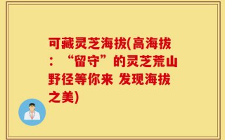 可藏灵芝海拔(高海拔：“留守”的灵芝荒山野径等你来 发现海拔之美)