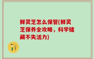 鲜灵芝怎么保管(鲜灵芝保养全攻略，科学储藏不失活力)