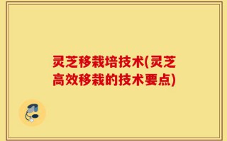 灵芝移栽培技术(灵芝高效移栽的技术要点)