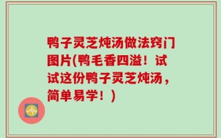 鸭子灵芝炖汤做法窍门图片(鸭毛香四溢！试试这份鸭子灵芝炖汤，简单易学！)