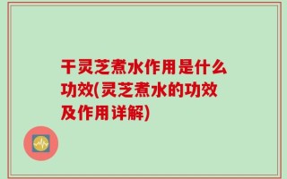 干灵芝煮水作用是什么功效(灵芝煮水的功效及作用详解)