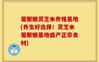 葡聚糖灵芝米养殖基地(养生好选择！灵芝米葡聚糖基地盛产正宗食材)