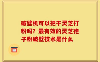 破壁机可以把干灵芝打粉吗？最有效的灵芝孢子粉破壁技术是什么