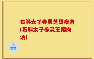 石斛太子参灵芝煲瘦肉(石斛太子参灵芝瘦肉汤)