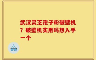 武汉灵芝孢子粉破壁机？破壁机实用吗想入手一个