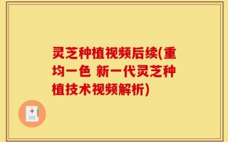 灵芝种植视频后续(重均一色 新一代灵芝种植技术视频解析)