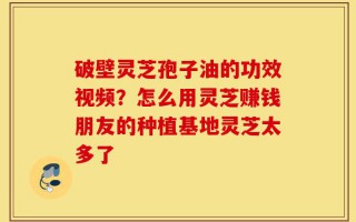 破壁灵芝孢子油的功效视频？怎么用灵芝赚钱朋友的种植基地灵芝太多了