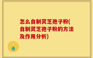 怎么自制灵芝孢子粉(自制灵芝孢子粉的方法及作用分析)