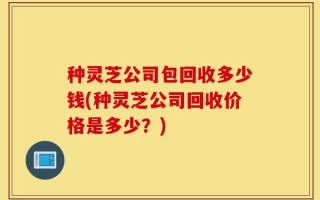 种灵芝公司包回收多少钱(种灵芝公司回收价格是多少？)