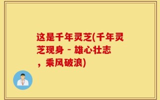 这是千年灵芝(千年灵芝现身 - 雄心壮志，乘风破浪)