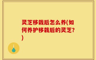 灵芝移栽后怎么养(如何养护移栽后的灵芝？)