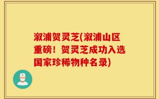 溆浦贺灵芝(溆浦山区重磅！贺灵芝成功入选国家珍稀物种名录)