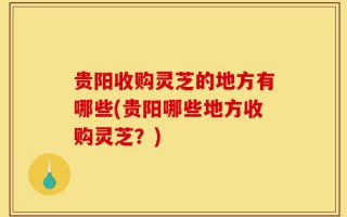 贵阳收购灵芝的地方有哪些(贵阳哪些地方收购灵芝？)