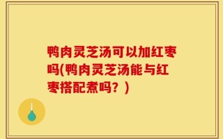 鸭肉灵芝汤可以加红枣吗(鸭肉灵芝汤能与红枣搭配煮吗？)